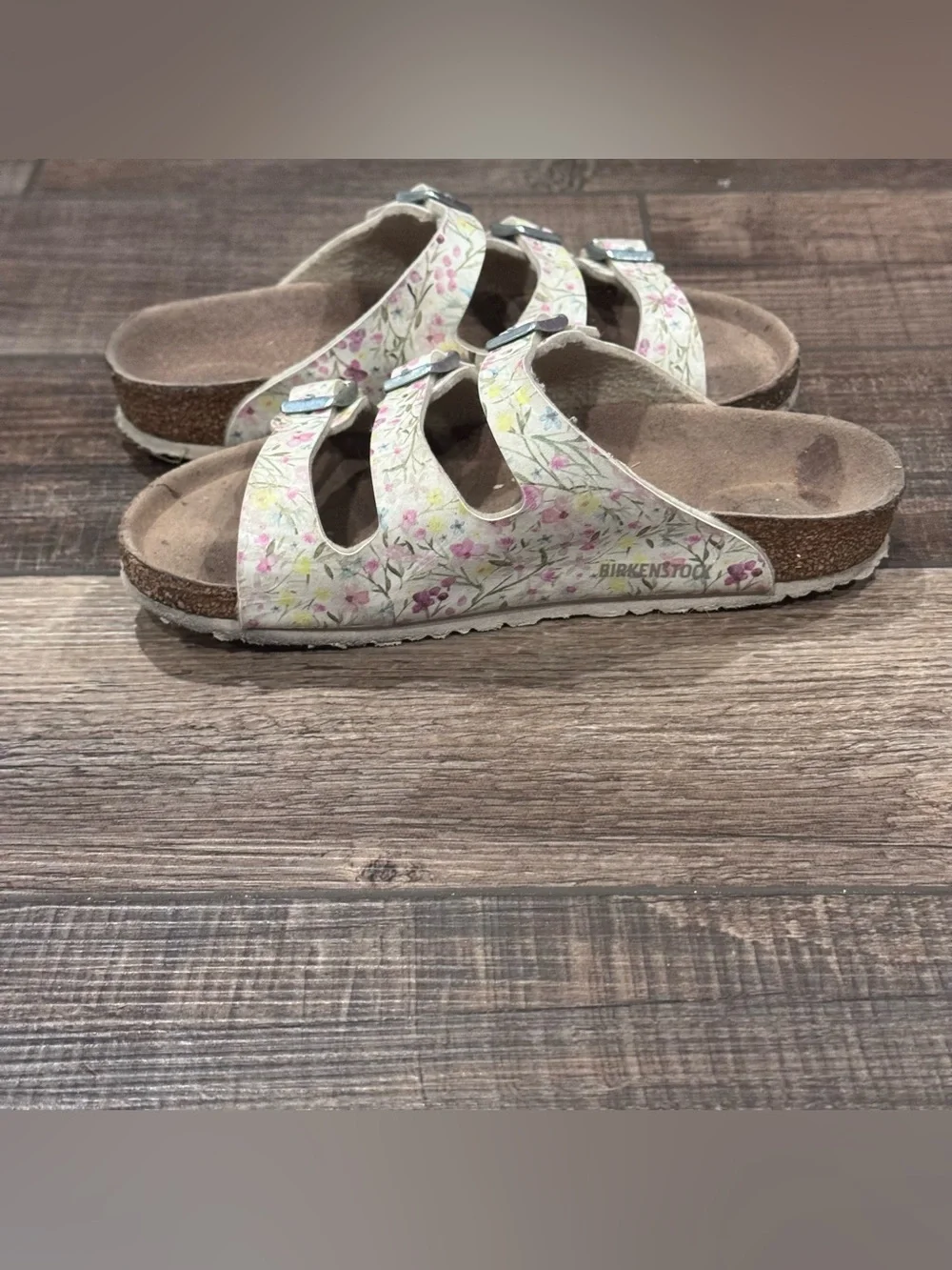 Birkenstock Girls Size 31 White Sandals US Kids 13-13.5 Boho Floral